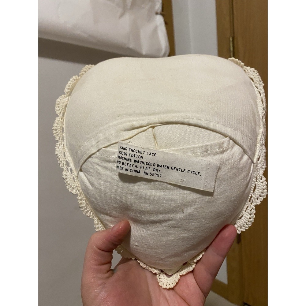 Handmade Vintage Heart Laced Pillow - Picture 3 of 5
